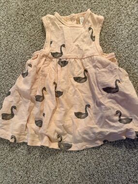 Rylee + Cru Peach Pink Swan Print Sleeveless Dress
